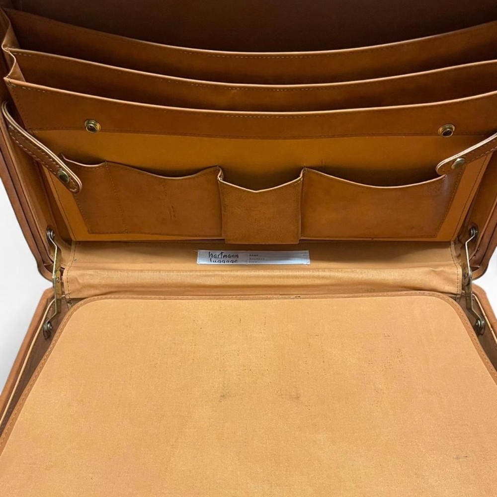 Hartmann Belting Leather Suitcase Vintage Travel Luggage Brown 18x13x4in - Picture 5 of 8